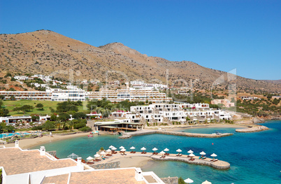 Beach of the luxury hotel, Crete, Greece