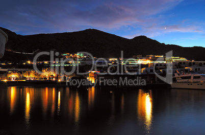Beach illumination at luxury hotel, Crete, Greece