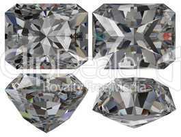 Diamond emerald cut isolated