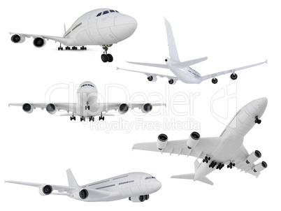 Collage of isolated airplane