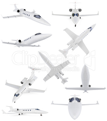 Collage of isolated commercial airplane