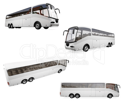Collage of isolated bus