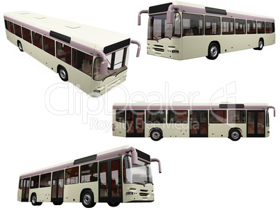 Collage of isolated bus