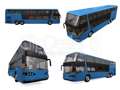 Collage of isolated bus