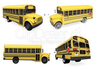 Collage of isolated school bus