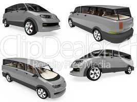 Collage of isolated concept car