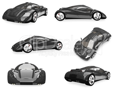 Collage of isolated sport car