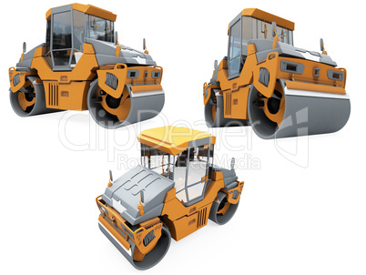 Collage of isolated construction vehicle