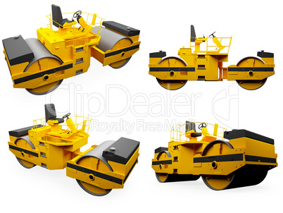 Collage of isolated construction vehicle