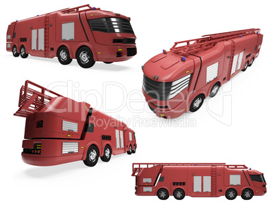 Collage of isolated concept firetruck