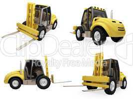 Collage of isolated fork truck