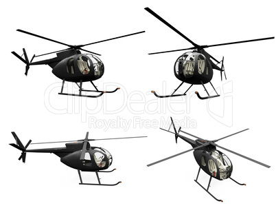 Collage of isolated helicopter