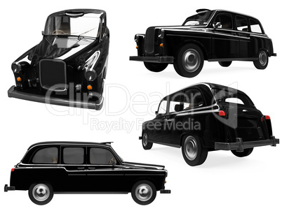 Collage of isolated black taxi