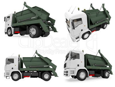 Collage of isolated dump truck