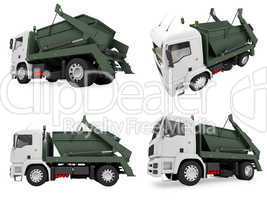 Collage of isolated dump truck