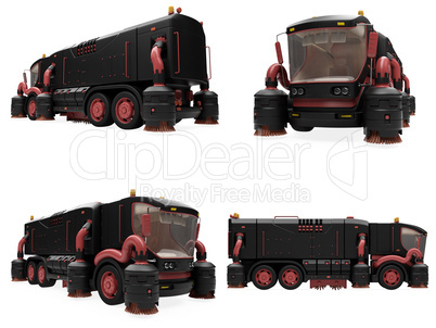 Collage of isolated concept wash truck