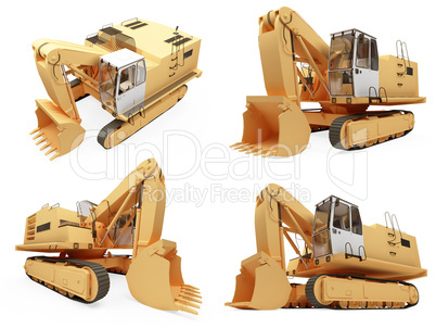 Collage of isolated construction truck