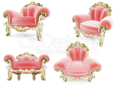 Collage of isolated armchairs