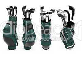 Collage of isolated golf bag