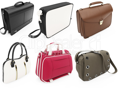 Collage of isolated handbags