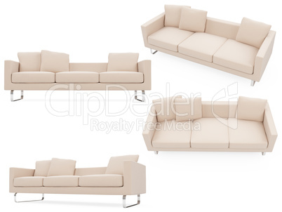 Collection of isolated sofas