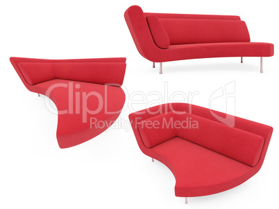 Collection of isolated sofas