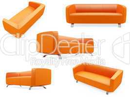 Collection of isolated sofas