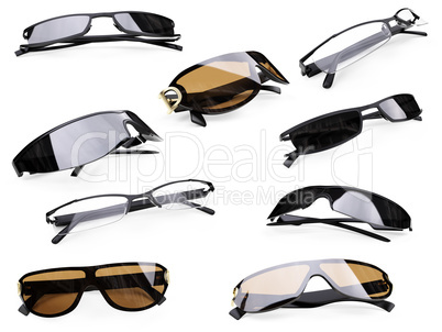 Collage of isolated sunglasses