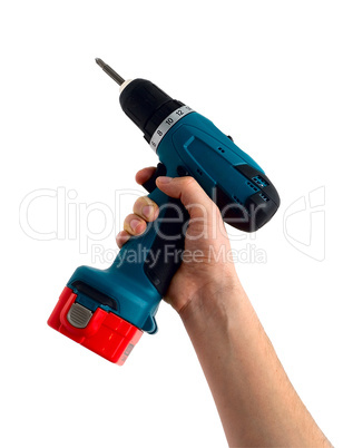 Hand with the drill isolated