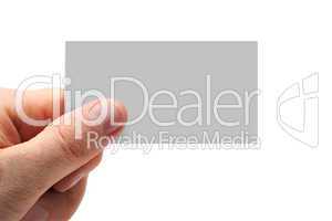 Hand with a business card isolated