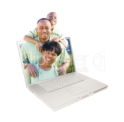 Happy African American Family in Laptop