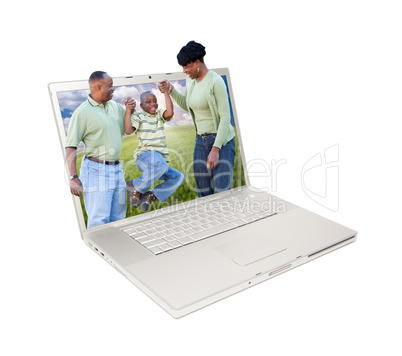 Happy African American Family in Laptop