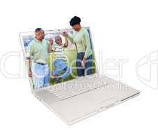 Happy African American Family in Laptop