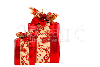 Two Red Presents with clipping path