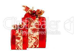 Two Red Presents with clipping path