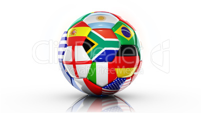 soccer ball with flags of countries in world cup 2010