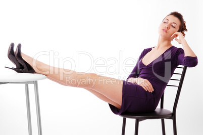 Youth woman sitting on chair and thinking.