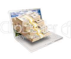 Laptop with Stacks of Money Coming From Screen