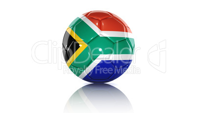 soccer ball with flag of South Africa on white background