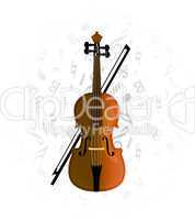 cello, violoncello on music note background