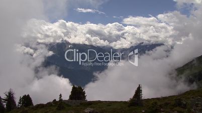 timelapse clouds over high mountain