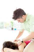 Young man giving a back massage