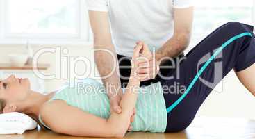 Attractive young woman receiving a massage