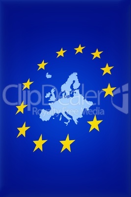 Flagge Europäische Union mit Landkarte