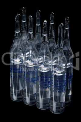 ampoules on a black background