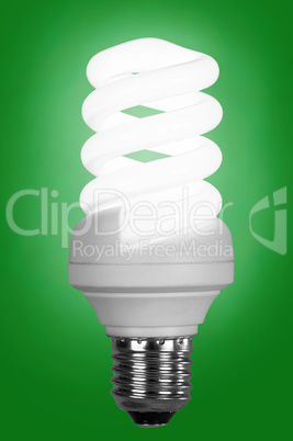 fluorescence lamp of isolated on a green background