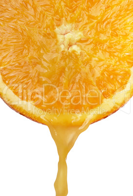 Fresh juice following from an orange