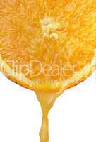 Fresh juice following from an orange