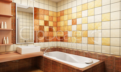 tiled design of the bathroom