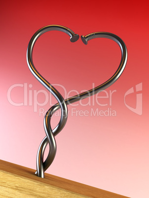 two twisted nails heart-shaped